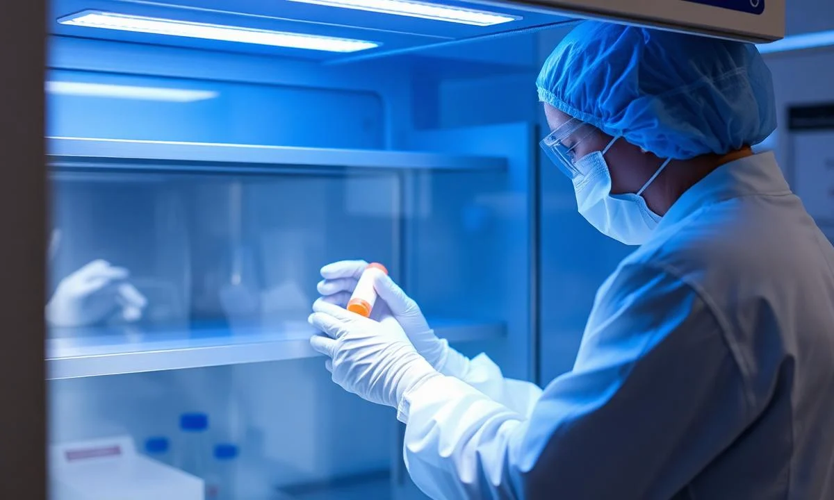 Biosafety cabinet in a laboratory