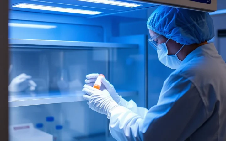Biosafety cabinet in a laboratory
