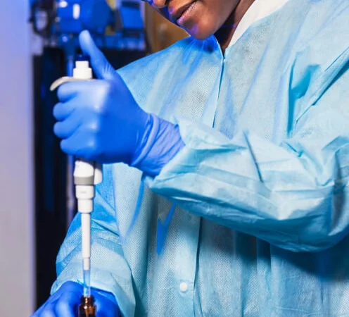 Laboratory scientist working at a bench