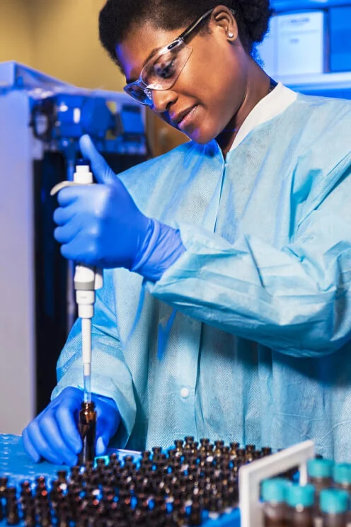 Laboratory scientist working at a bench