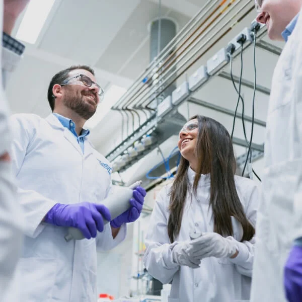 Laboratory professionals in discussion